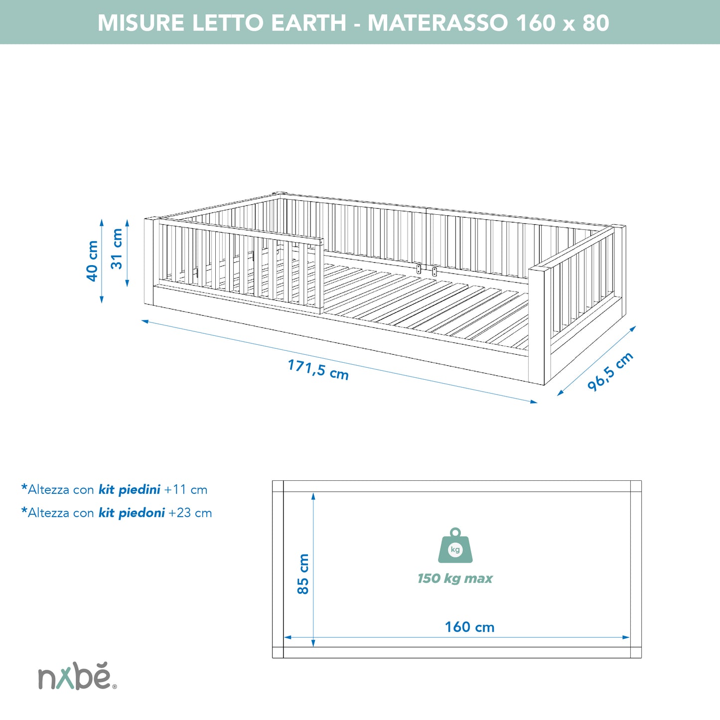 Mitwachsendes Montessori Bett zero+ Earth