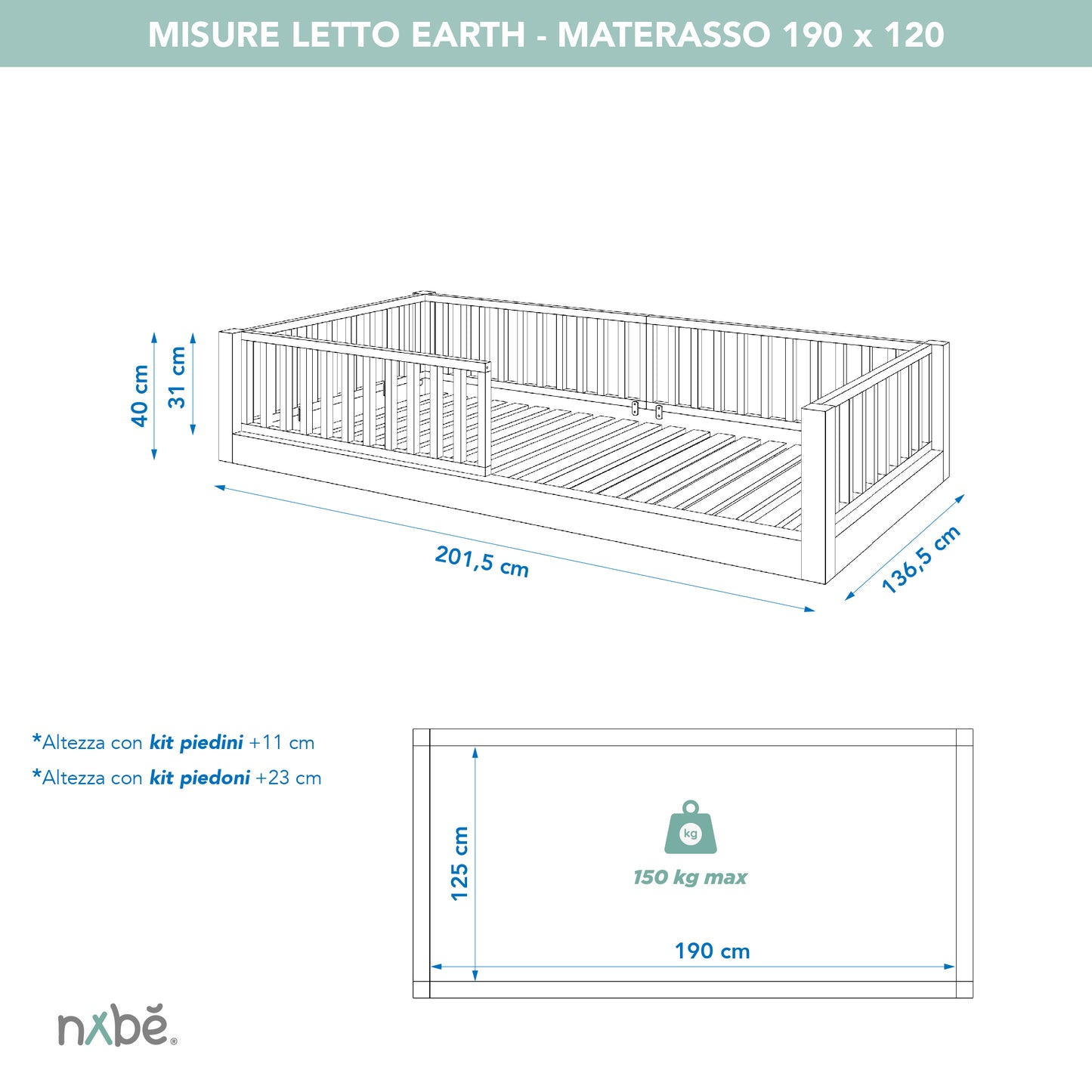 Mitwachsendes Montessori Bett zero+ Earth