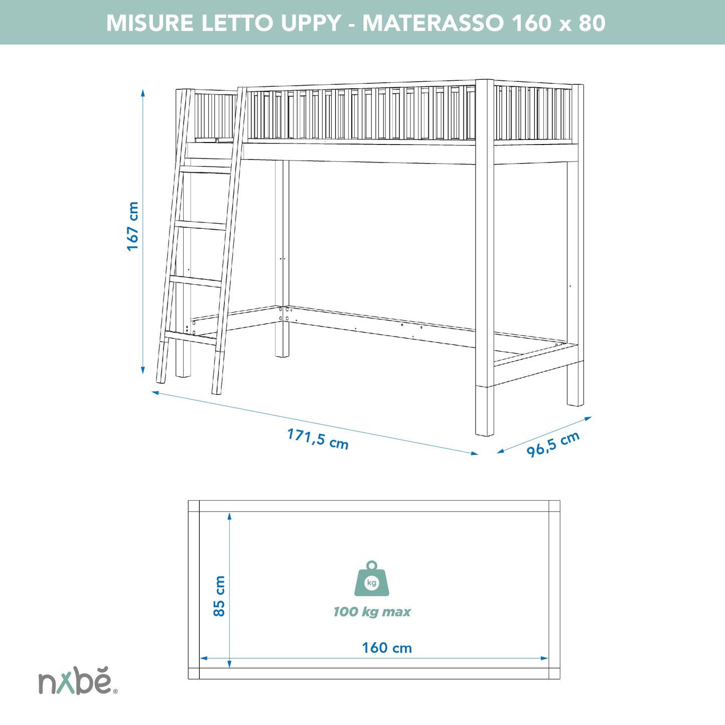 Letto a soppalco evolutivo zero+ Uppy