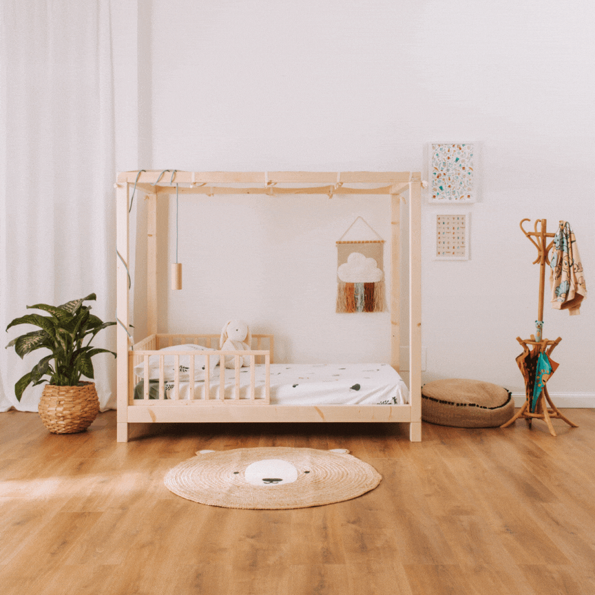 kit trasforma letto montessori casetta in letto a baldacchino per bambini in legno