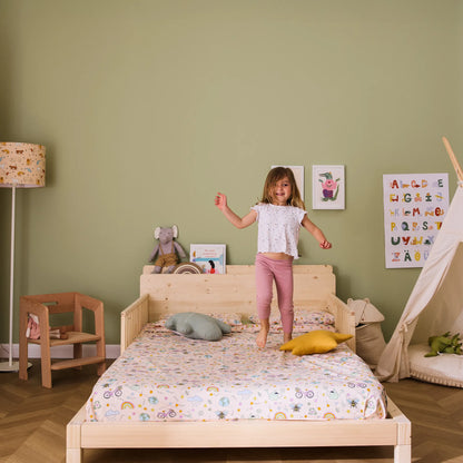 Mitwachsendes Kinderbett mit Stauraum-Kopfteil zero+ Fun